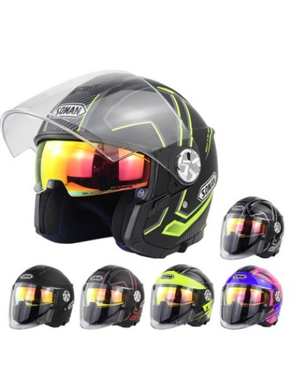 Dual Visor Half Face Motorcycle Helmet